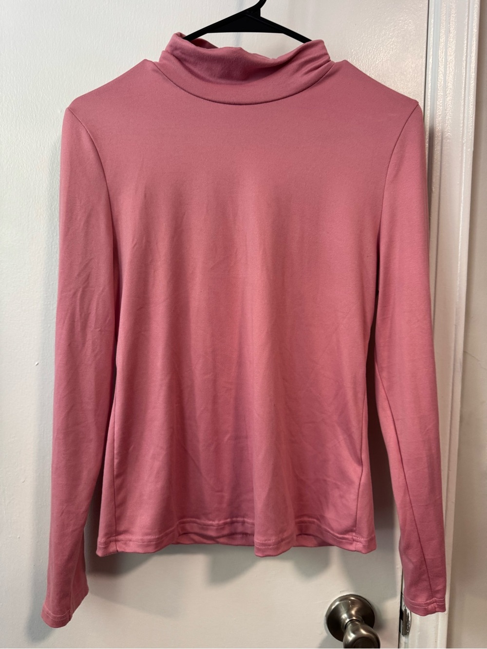 Classic Pink Turtleneck Long-Sleeve Top